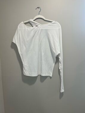 White Asymmetric One-Shoulder Ribbed Top